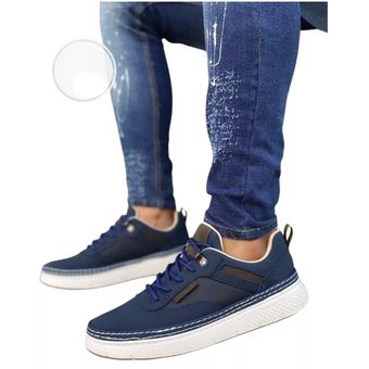 Zapato Casual Cosidos Caballero Tenis Hombre Ropa Calzado Azul Oscuro