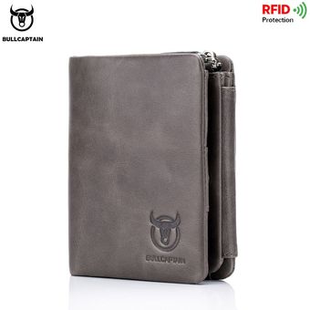 Marca billetera retro RFID de cuero cartera pequeña con cremallera para hombre bolso de tarjet SAI 