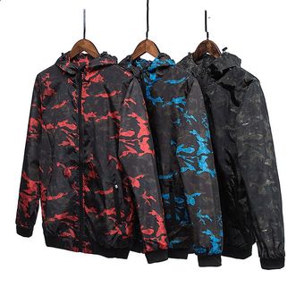 abrigo cortavientos #Black Jacket Chaqueta con capucha de camuflaje informal para hombre ropa impermeable XYX para primavera y otoño 