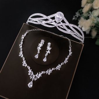 Kmvexo New Rhinestone Brilliance Jewelry Suite Crown Collar 