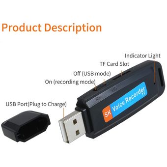 pluma Mini dictáfono pequeño USB dictáfono Digit grabadora de voz 