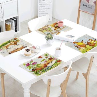 Servilletas rectangulares de mesa para decoración de restaurante mantel de té y café con dibujos de pollo baile Gato obeso 