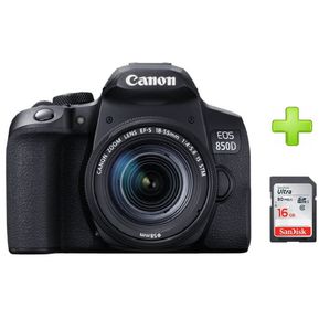Cámara Canon Eos 850d Rebel T8i + Lente 18-55mm + 16GB