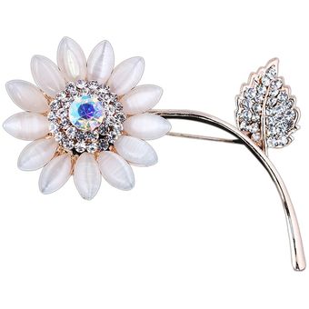Rhinestone del girasol broches de aleación de zinc Opal piedra de la flor broche Pétalo 
