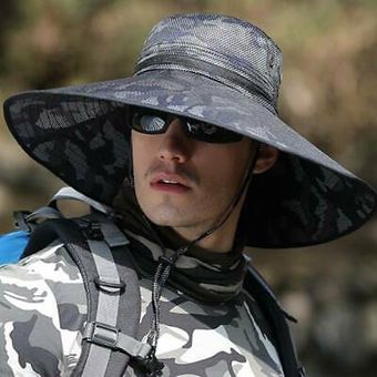 Sombrero de camuflaje ala ancha para viaje pesca de senderismo unisex Naranja 