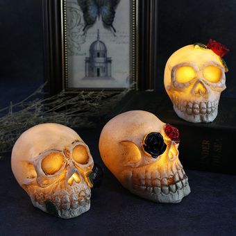 Adornos Halloween Luminous Resin Skull LED Horror Skull Dress Up Props 