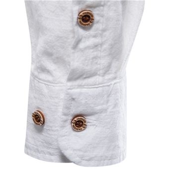 Camisa de lino y algodón para hombre,camisa de manga larga de #Gray 