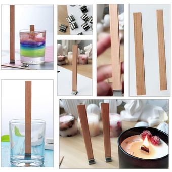 100 piezas de madera Vela Suministros Mechas Core Sustentador Conjunto de bricolaje fabricación de velas # 8 90mm-Blanco antiguo 