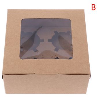 5 uds Kraft de la Magdalena de papel caja de embalaje con ventana pa 