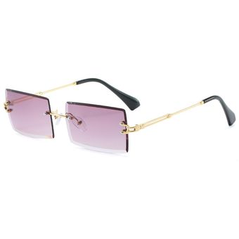 Small Rectangle Sunglasses Women Rimless Square Sun Glasses 