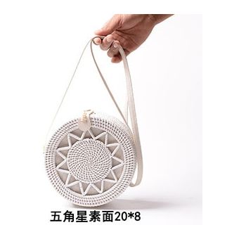 bolso Vintage hecho a mano de ratán blanco bolsos de estrellas flore XYX 