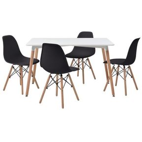 Comedor Munich/Oslo con 4 sillas Color Blanco y negro TU GOW