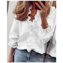 camisa con volantes manga larga primavera verano-Blanco