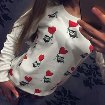 Otoño invierno dibujos animados estampado mujer sudadera redonda cuello damas jerseys 