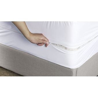Rams - Funda de colchón con cremallera, color blanco, 105 x 190 cm, algodon  y poliester, protector de colchón, funda para cama
