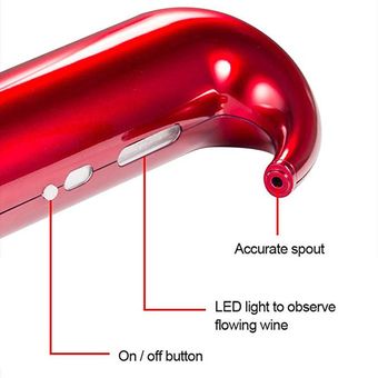 Vino Vertedor eléctrica aireador dispensador de la bomba USB recargable de sidra Decanter Rojo 
