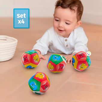 Set x4 Pelotas Sensoriales Para Bebé Juguete Suave Sx4P