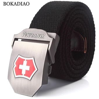 Bokadiao Menwomen Military Canvas Belt Metal Buckle Jeans 