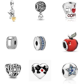 Silver Santa Claus House Apple Charms Colgantes Conjunto De Silver Santa Claus House Apple Charms Colgantes Conjunto De