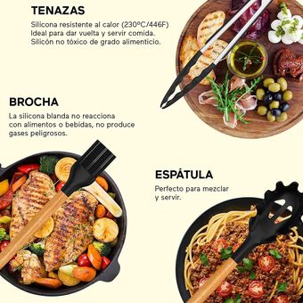 Utensilios De Cocina U Chef Juego Integral De Espátulas/Cucharones/Pinzas/ Medidores De Madera