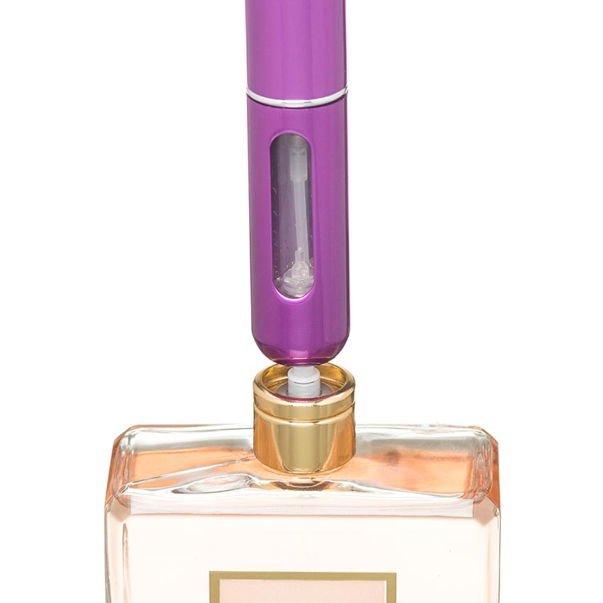 Perfume Recargable Portatil Viaggi Combo Morado y Plata 5 ML