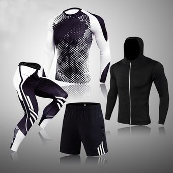 Corriendo 4PC conjunto de entrenamiento de los hombres ropa deportiva gimnasio de traje de deporte de trotando apretado ropa deportiva ropa hombre 