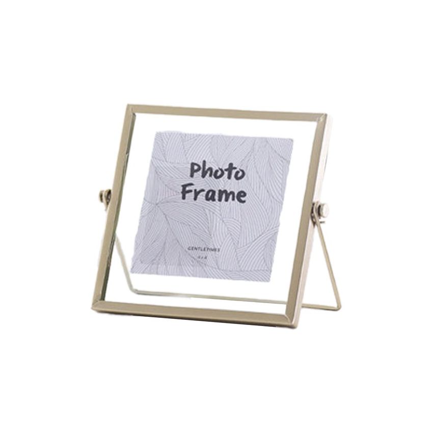 marco de fotos dorado para escritorio vertical marco de fotos de cristal LELE LIFE Marco de fotos de metal vintage 10 x 10 cm marco de fotos flotante de metal 