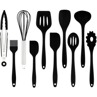 10 Piezas Utensilios de cocina de silicona resistentes al calor utensilios de cocina antiadherente 