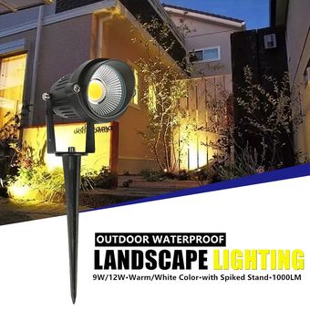 Lámpara de jardín para césped,luz LED COB de 9W y 12W para exteriores, 