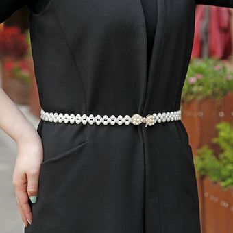 Colkor elegante cinturón elástico de las mujeres hebilla de aleación de enclavamiento 
