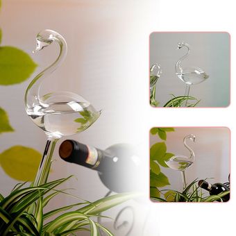 Swan Forma pájaros de cristal claro de auto riego Durable Mini transparente Planta de riego 