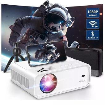 Mini proyector, proyector 2023 con WiFi y Bluetooth, proyector de película  de 9500 lux, proyector para exteriores compatible con Full HD de 1080P