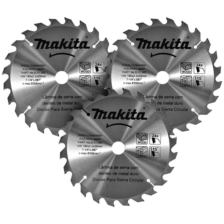 Discos de Sierra Makita D-51340 7-1/4 x 3/4 Pulg 3pzas