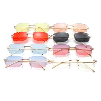 Peekaboo gafas de sol rectangulares sin marco Uv400 metalmujer 