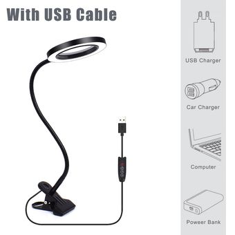 EOOKU-abrazadera de mesa con brazo Flexible  lámpara LED de escritorio  3 colores  para el cuidado de los ojos  lámpara de oficina regulable por USB para lecturabelleza 