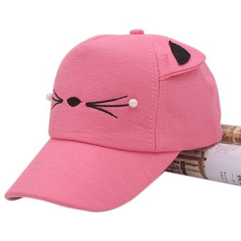 Primavera moda marca calle ajustable encantador bordado sombrero orejas de gato Snapback gorra para niño o niña perla gorra de béisbol 