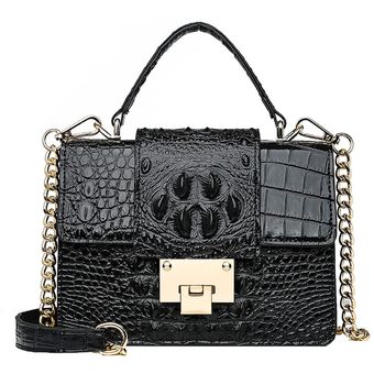 Moda mujer Vintage piel de cocodrilo bolsos bandolera bolso 