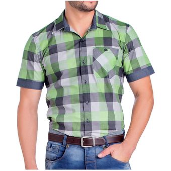 camisa cuadros verde hombre