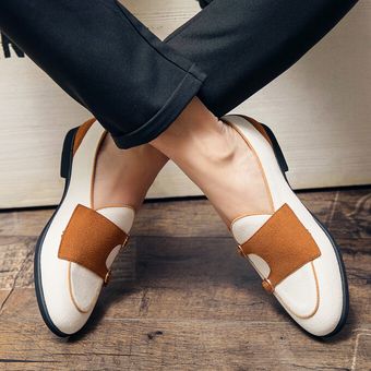 Mocasines de ocio para hombre con borlas Zapatos Oxford formales de gran tamaño Calzado de vestir social Blanco 