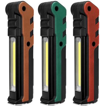 #Orange Linterna de trabajo LED COB recargable por USB linterna impermeable con batería integrada con imán y gancho 