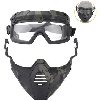 táctica gafas de Paintball con máscara desmontable para AirsoftCSEsquímotos de nieveciclismoHalloween Máscara para gafas de motocicleta 