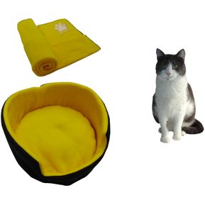 Cama para gato pequeña + cobija térmica mediana Amarillo