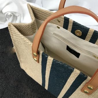 30-50cm Bolso de playa de lino de Paja para mujer bolsa de #Medio 