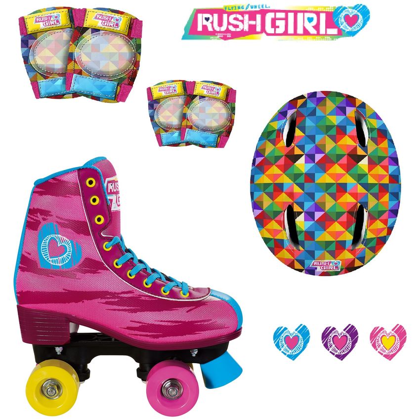 Patines Rush Girl Cuatro ruedas mas set de protecciones