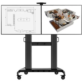 Soporte de TV eléctrico inteligente para TV de altura ajustable, carrito  móvil de pie de doble columna con control inteligente para televisores  planos