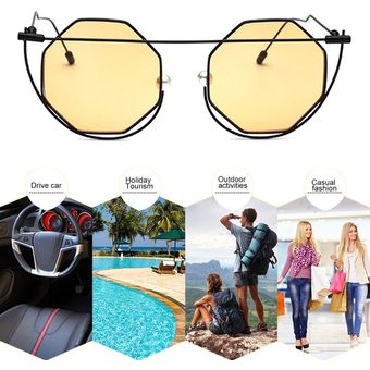 Gafas de sol de marco de metal para mujer UV400 Viajes de protección Gafas de sol de compras 