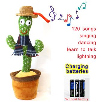 Bailando Cactus 120 altavoz hablando de carga USB voz repetir de peluche de Cactus bailarín de juguete hablar Peluche de peluche juguetes de peluche para bebé niña 