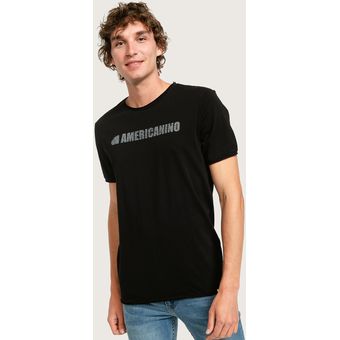 Polera Manga Corta Hombre Americanino Negro Americanino Knasta