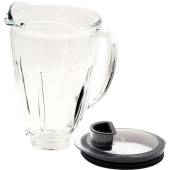 Licuadora Vaso De Vidrio Para 6 Tazas, Tapa Negro Y Transparente