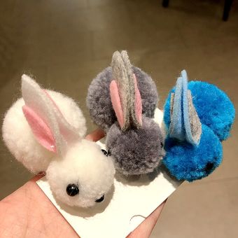 Diadema colorida de conejo de peluche para niña accesorios para el cabello Clip para el pelo banda elástica para el pelo horquilla coletero 